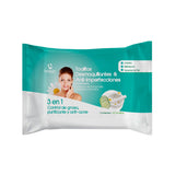 Toallita Húmeda facial triple acción (anti-acne, control de Grasa y desmaquillante) 25 pieza